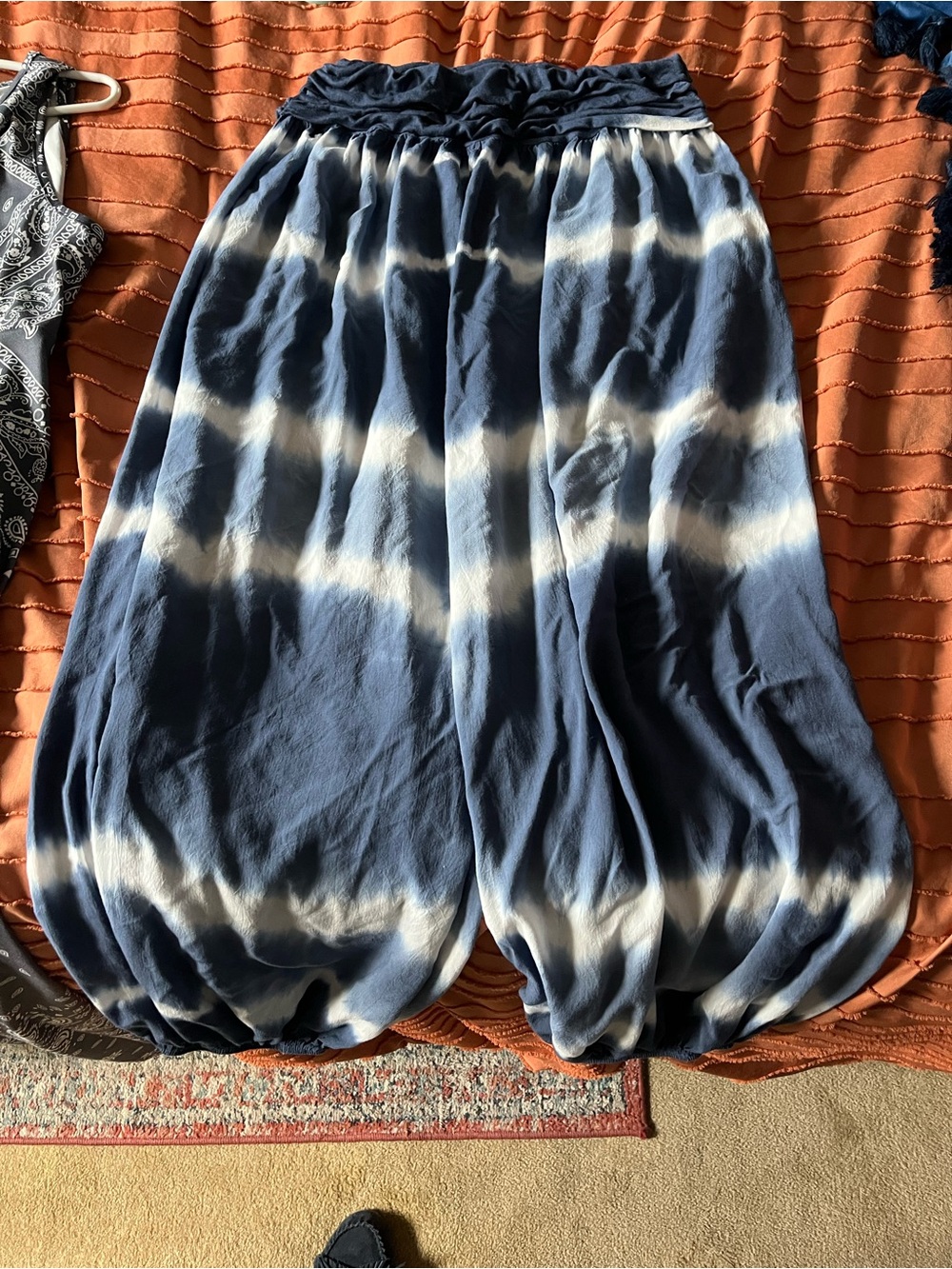 Blue and White Tie-Dye Harem Pants